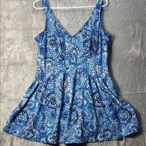 Rose Marie Reid Blue Paisley Swim Dress Size 24W